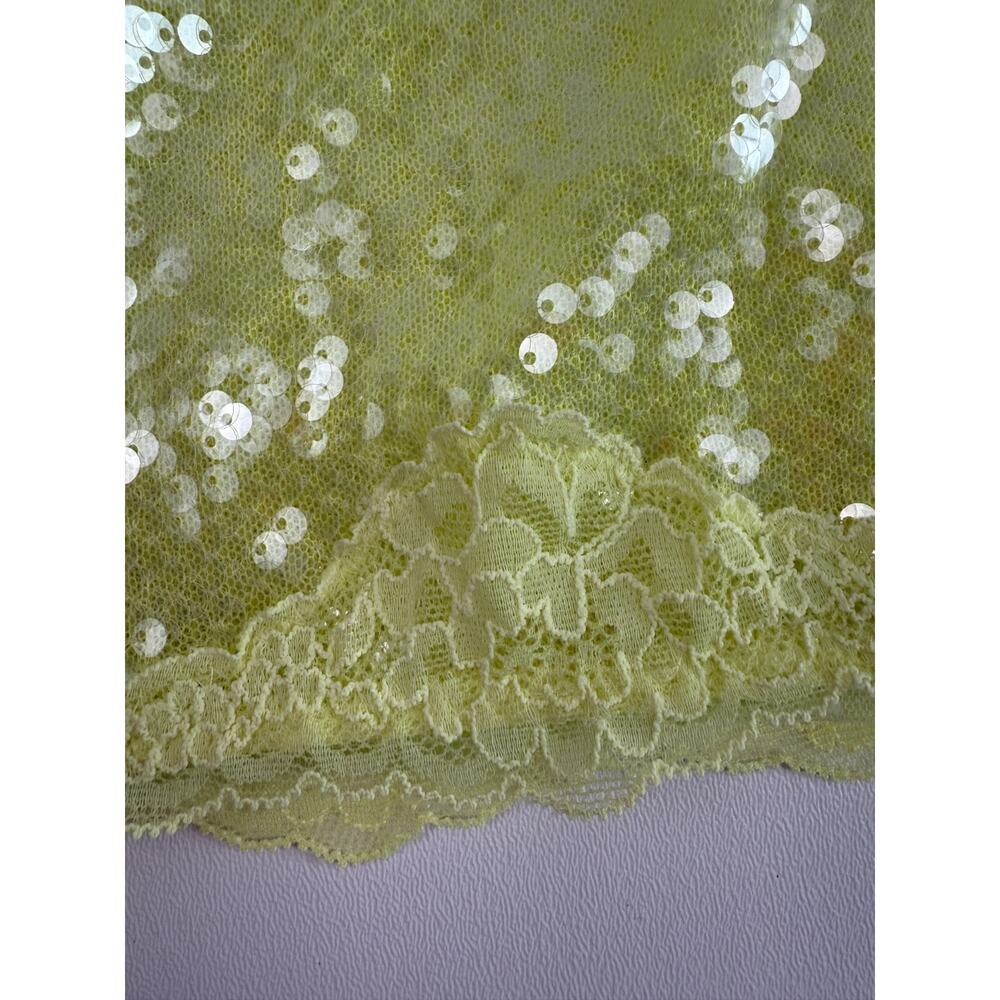 Victoria's Secret Sequin Neon Yellow Mini Skirt w/Built-in Panties Size L - Picture 2 of 8
